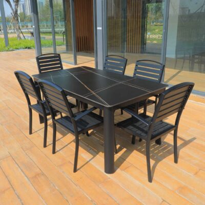 Bàn ghế nướng ngoài trời sân vườn giải trí nhà biệt thự ngoài trời sân vườn nhôm đúc lò nướng đa năng kết hợp bàn ghế dài