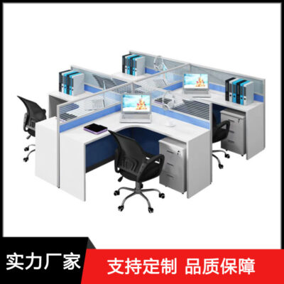 Kết hợp bàn ghế làm việc nhân viên Thành Đô đơn giản hiện đại vách ngăn màn hình ghế 2 bàn máy tính nội thất văn phòng 4 người