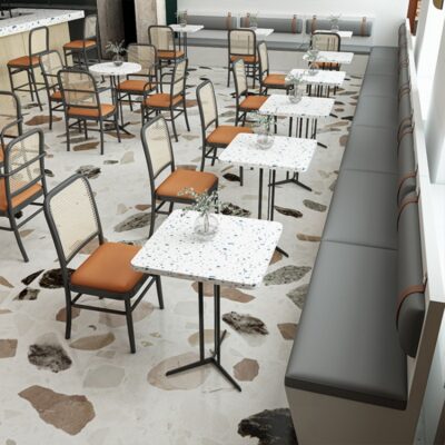 Quán trà sữa, quán chè, ghế thẻ nhà hàng, ghế sắt giả mây, cafe đồ tây, tiệm bánh burger, bàn ghế kết hợp