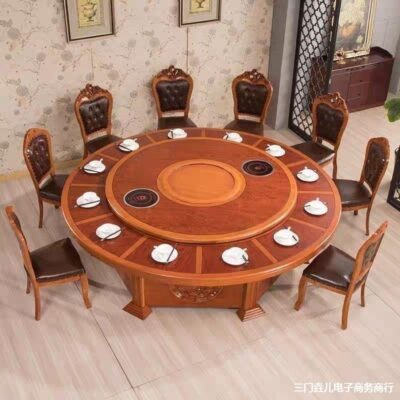 Bàn ăn khách sạn bàn tròn lớn 10 người 15 người 20 người  khách sạn bàn tròn bàn xoay tự động Bàn xoay điện bàn tiệc