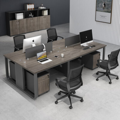 Bàn ghế nhân viên văn phòng kết hợp nội thất đơn giản hiện đại bàn nhân viên 4 6 người màn khung thép đậm