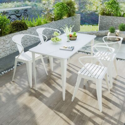 Phiến đá Bắc Âu kết hợp bàn ghế ngoài trời sân ngoài trời đàm phán bàn ăn gỗ nhựa ghế cafe giải trí một bàn bốn ghế