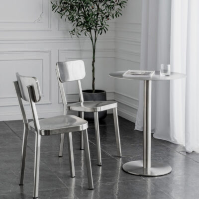 Bàn ghế ăn bằng sắt rèn tại nhà đơn giản ngoài trời đàm phán tiếp nhận ghế cà phê giải trí ghế inox lưng ghế kim loại