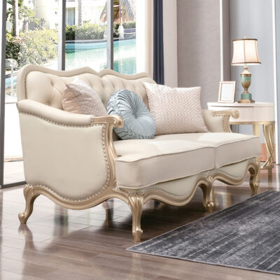 Kết hợp sofa da nghệ thuật sang trọng nhẹ hiện đại phòng khách Sofa da ba người châu Âu Đồ nội thất gỗ nguyên khối của Mỹ