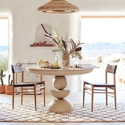 Đất nước mỹ đăng nhập đơn giản retro màu trắng ngà làm ánh sáng cũ phòng khách sang trọng phòng ăn lạ cô đơn gió bàn ăn gỗ nguyên khối