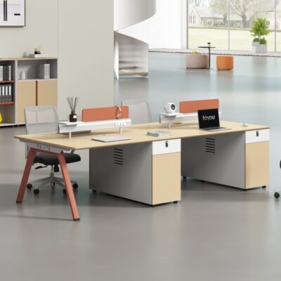 Nhân viên văn phòng bàn ghế kết hợp đôi bốn bàn văn phòng sáu người bàn máy tính nhiều người bàn nhân viên tối giản hiện đại