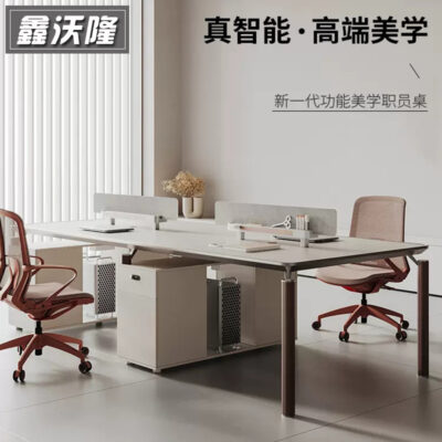 Bàn làm việc đơn giản hiện đại kết hợp bàn ghế nhân viên Bàn nhân viên 4 người nội thất văn phòng