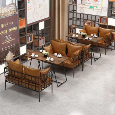 Bàn ghế sofa phong cách công nghiệp kiểu Mỹ kết hợp cafe bar barbeque shop nhà hàng phương tây ghế sofa ghế