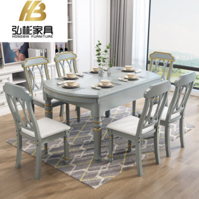 Bàn ăn hoàn toàn bằng gỗ nguyên khối của Mỹ, bàn gấp có thể thu vào, căn hộ nhỏ kiểu cổ điển, đơn giản, nhà ở Châu Âu, kết hợp bàn và ghế tròn đa năng vuông