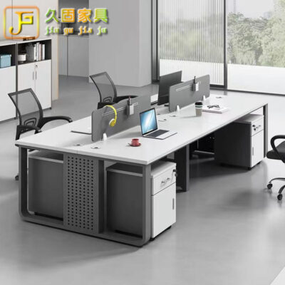 Nội thất văn phòng bàn giám đốc màn hình đơn giản hiện đại 4/6 bàn ghế nhân viên 4 người màu trắng