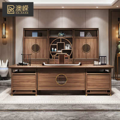 Bán buôn phong cách Trung Quốc mới bằng gỗ rắn ông chủ bàn ghế văn phòng kết hợp bàn điều hành đơn giản bàn điều hành bàn quản lý văn phòng
