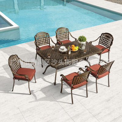 Giải trí ngoài trời bàn ghế nhôm đúc ba năm mảnh kết hợp biệt thự giải trí ngoài trời ban công sân vườn bàn tròn tiệc nướng