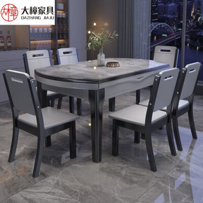 Bàn ăn và ghế đá gỗ nguyên khối của Ý kết hợp nhà phòng khách hiện đại đa chức năng có thể gập lại hình chữ nhật có thể thay đổi bàn tròn