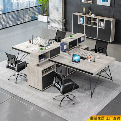 Bàn ghế nhân viên văn phòng kết hợp màn hình 2/4/6 người Phòng làm việc bàn máy tính nhân viên hiện đại đơn giản