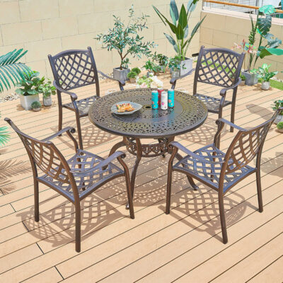 Bàn ghế Sân ngoài trời hợp kim nhôm đúc. Bàn ghế sân vườn ban công ngoài trời ngoài trời kết hợp ăn uống Bàn tròn giải trí Vatican