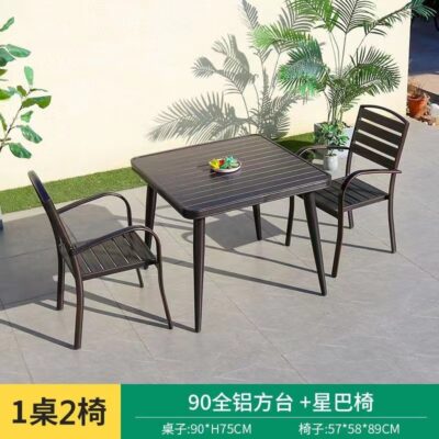 Bàn ghế ngoài trời sân vườn ngoài trời toàn bộ bằng hợp kim nhôm Bàn ghế ngoài trời biệt thự sân vườn giải trí chống thấm nước bàn ghế nhôm đúc