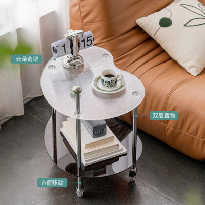 Ins lưới mây đỏ bàn trà kệ xe đẩy nhỏ xe ăn di động sofa phòng khách acrylic cạnh một vài góc