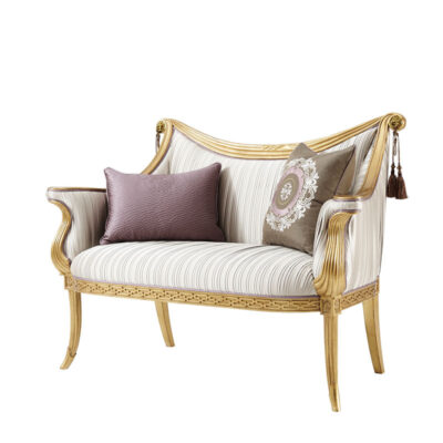 Phòng ngủ chính trường kỷ phong cách châu Âu phòng khách chạm khắc gỗ nguyên khối sofa đôi Ghế tựa vải ba chiều tân cổ điển kiểu Anh phong cách Pháp