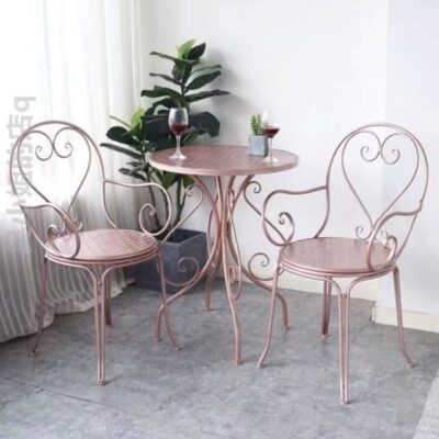Sắt rèn giải trí ngoài trời bàn ghế cà phê kết hợp ba mảnh phù hợp với ban công nghiên cứu ngoài trời ngoài trời sân vườn ghế bàn cà phê