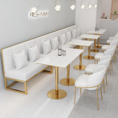 Quán trà sữa bàn ghế kết hợp thẻ tựa lưng đơn giản ghế sofa lưới đỏ cafe quán tráng miệng nhà hàng bàn ăn đá hoa cương