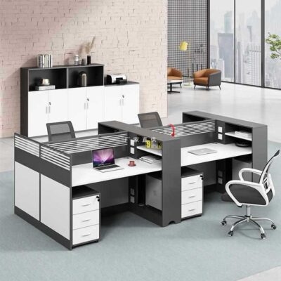 Bán buôn bàn làm việc hiện đại đơn giản màn hình văn phòng 4/6 người sàn máy tính bàn ghế văn phòng