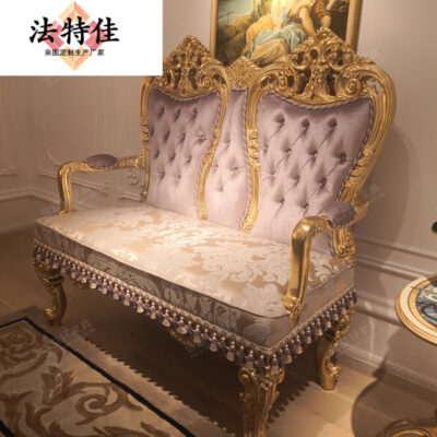 Italy theo phong cách Châu Âu gỗ chắc chắn sofa vải ghế biệt thự phòng ngủ trường kỷ Pháp đôi giải trí sofa