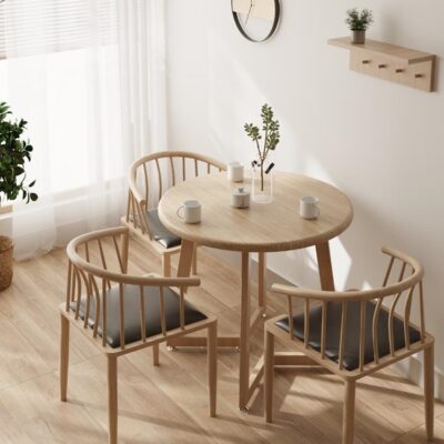 Bàn ăn nhà chung cư nhỏ 2 người 4 người tiếp khách thương lượng bàn ghế tiếp khách cafe bàn tròn ban công kết hợp bàn ghế ăn đơn giản