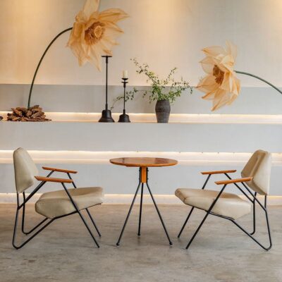 Bàn ghế quán cà phê bằng sắt rèn phong cách cổ điển tựa lưng giản dị bàn tròn nhỏ và ghế kết hợp quán trà sữa tráng miệng nhà hàng ghế sofa