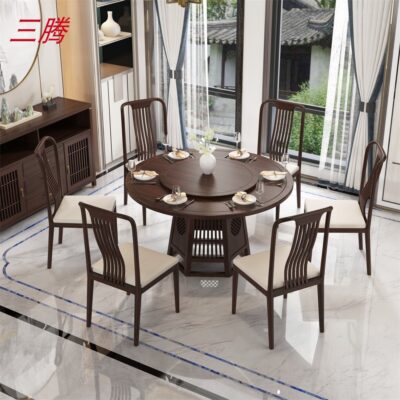 Bán buôn phong cách Trung Quốc mới tất cả bàn ăn bằng gỗ và ghế kết hợp bàn ăn hình chữ nhật bàn ăn hộ gia đình hiện đại sang trọng bộ đơn giản