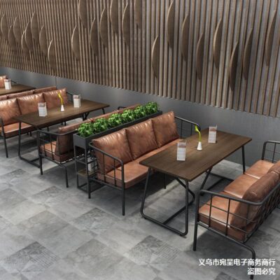 Gió công nghiệp cafe nhà hàng tây trà sữa rèn sofa sắt âm nhạc ăn thanh bar thanh toán bù trừ thẻ ghế bàn ăn kết hợp ghế