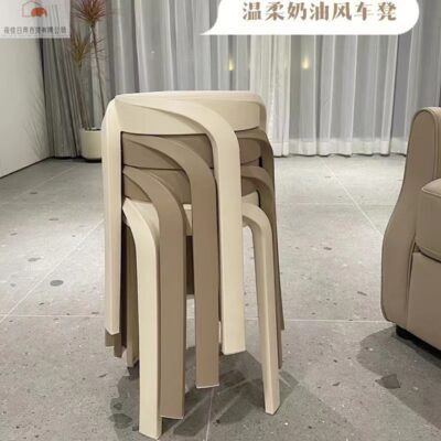 Phân nhựa bán buôn nhà có thể xếp chồng lên nhau dày băng ghế cao lưới ghế màu đỏ phòng khách xếp chồng lên nhau phân tròn ghế ăn đơn giản