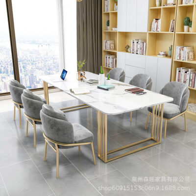 Bàn đá cẩm thạch nhân tạo đơn giản hiện đại đào tạo phòng hội nghị bàn dài bàn làm việc tiếp tân bàn đàm phán