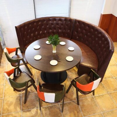 Hình bán nguyệt hình vòng cung dựa vào tường thẻ ghế sofa hộp cửa hàng bán thịt bàn ăn nhà hàng hình vòng cung bàn ăn lồng chim nhóm ghế quầy bar bán đồ ăn nhẹ