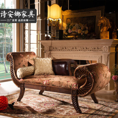 Mỹ Ghế Dài Longue Retro Gỗ Giường Cấp Phân Phòng Ngủ Châu Âu Ghế Sofa Đơn ngả Đồ Nội Thất