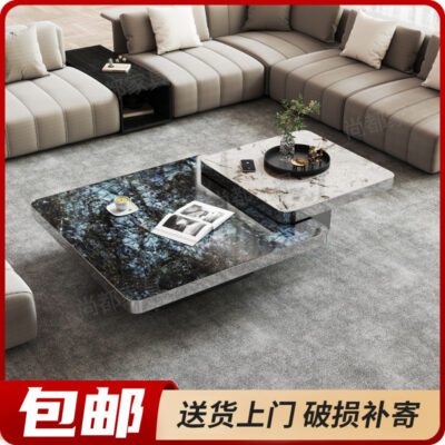 Bàn cà phê bằng đá cẩm thạch vi tinh thể mới Kết hợp ánh sáng Sang trọng Tối giản Chủ nghĩa tối giản Phiến đá Hộ gia đình Phòng khách Bàn cà phê Nhà sản xuất