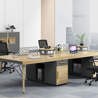 Bàn nhân viên đơn giản hiện đại kết hợp bàn ghế kết hợp bàn vi tính 4 màn hình 4 Phòng làm việc nội thất văn phòng 6 Phòng