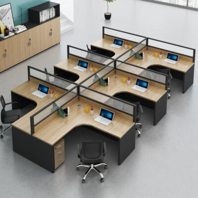 Sản xuất nội thất văn phòng Bàn màn hình nhân viên văn phòng sáu người Bàn nhân viên kết hợp bàn ghế