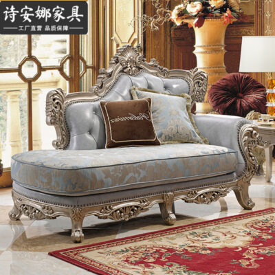Ghế sofa kiểu châu Âu ghế sofa bọc da kiểu Mỹ Ghế sofa vải phòng khách kết hợp Kiểu Pháp ánh sáng phòng ngủ sang trọng Ghế dài chạm khắc