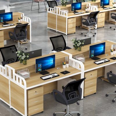 Bàn đơn màn hình đôi bàn nhân viên đơn giản hiện đại bàn máy tính cửa hàng trung gian bàn tiếp tân vỉa hè nhà ga