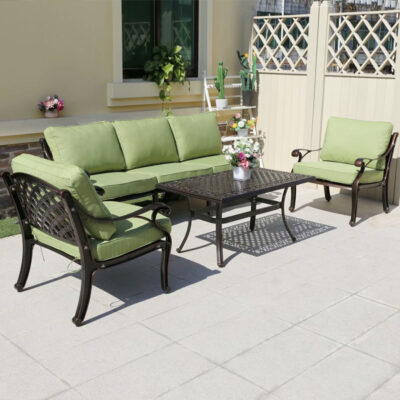 Nhôm đúc tháo lắp bàn ghế ngoài trời Bàn ghế tiệc nướng sân vườn nhôm đúc kết hợp bàn ghế sân vườn sân thượng giải trí ngoài trời