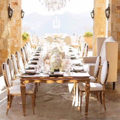 Ghế ăn bằng thép không gỉ màu vàng sang trọng Đơn giản Hiện đại Thời trang Giản dị Phong cách Châu Âu Khách sạn Phòng tiệc Ghế ăn