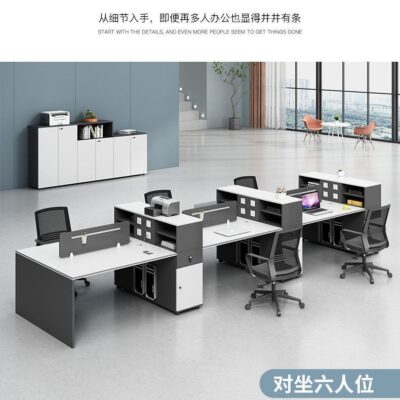 Ghế nhân viên đơn giản kết hợp bàn máy tính tài chính văn phòng 4 người ghế bàn nhân viên hiện đại đôi