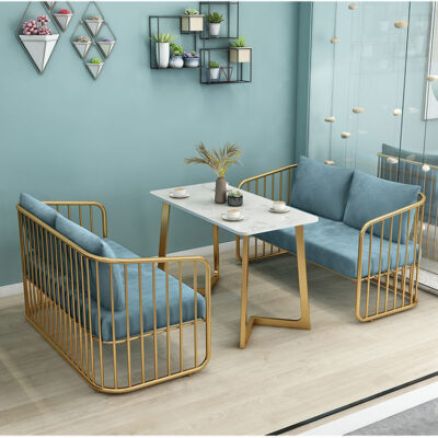 Phong cách sang trọng Bắc Âu nổi tiếng trên Internet với cùng một thẻ tráng miệng quán cà phê quán trà sữa bàn ghế kết hợp ghế sofa thẻ sắt rèn đôi