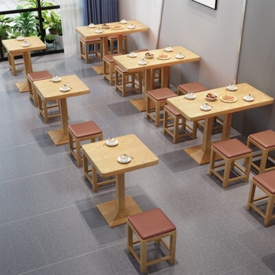 Quán ăn vặt quán trà sữa bàn ghế gỗ đặc cafe quán mì cay nóng burger sushi quán tráng miệng bàn ăn kết hợp ghế