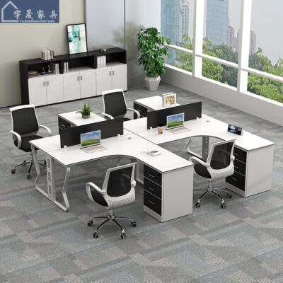 Bàn ghế nhân viên bàn làm việc nhân viên văn phòng ghế màn hình văn phòng nhân viên kết hợp hiện đại bàn máy tính bốn công gia đình đơn giản