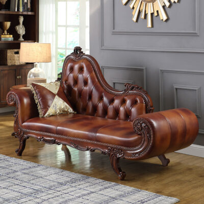 Mỹ gỗ chaise longue sofa ban công vẻ đẹp ghế Châu Âu phòng ngủ duy nhất da kẹo bơ cứng ghế lười gỗ rắn