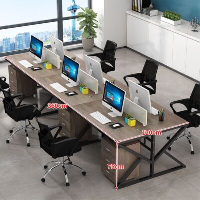 Bàn nhân viên 6 người Bàn vi tính vách ngăn công ty Bàn văn phòng 2/4/6 màn hình kết hợp ghế văn phòng