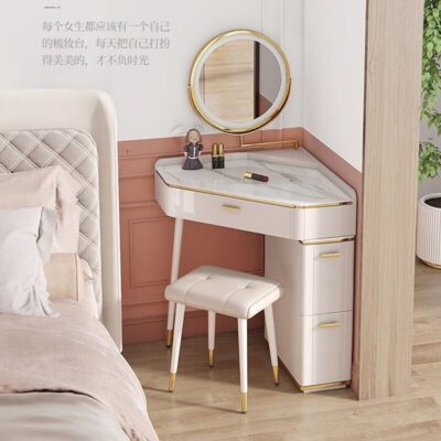 Bàn trang điểm xô tủ tích hợp góc màu kem phòng ngủ gia đình tối giản hiện đại căn hộ nhỏ góc bàn trang điểm
