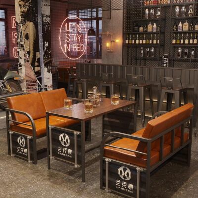 Gia Công Quầy Bar Thẻ Ghế Sofa Sắt Rèn Quán Trà Sữa Vệ Sinh Quầy Bar Thương Mại Cafe Nhà Hàng Container Bàn Ghế Phong Cách Công Nghiệp