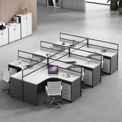 Bàn ghế nhân viên kết hợp màn hình 2/4/6 người đơn giản hiện đại bàn chữ L bàn tài chính bàn văn phòng